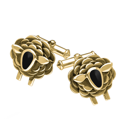 9ct Yellow Gold Whitby Jet Sheep Cufflinks, CL547.