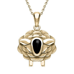 9ct Yellow Gold Whitby Jet Sheep Two Piece Set, S205
