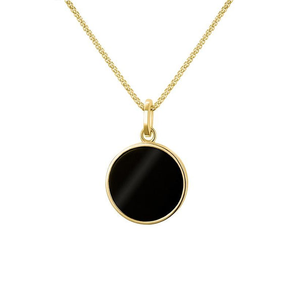 9ct Yellow Gold Whitby Jet Zodiac Capricorn Round Necklace, P3599_2
