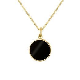 9ct Yellow Gold Whitby Jet Zodiac Scorpio Round Necklace, P3607_2