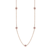9ct Rose Gold Blue John Heart Link Disc Chain Necklace, N746.