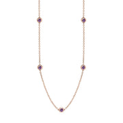 9ct Rose Gold Blue John Heart Link Disc Chain Necklace, N746.