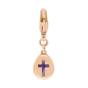 9ct Rose Gold Blue John Pear Shaped Cross Clip Charm, G664.