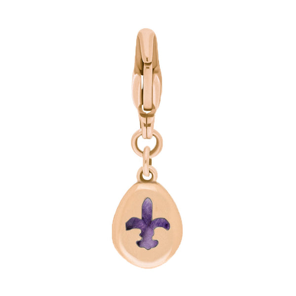 9ct Rose Gold Blue John Pear Shaped Fleur De Lis Clip Charm, G663.