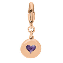 9ct Rose Gold Blue John Round Shaped Heart Clip Charm, G665.