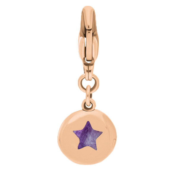 9ct Rose Gold Blue John Round Shaped Star Clip Charm, G662.