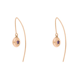 9ct Rose Gold Blue John Star Disc Drop Earrings, E1371.