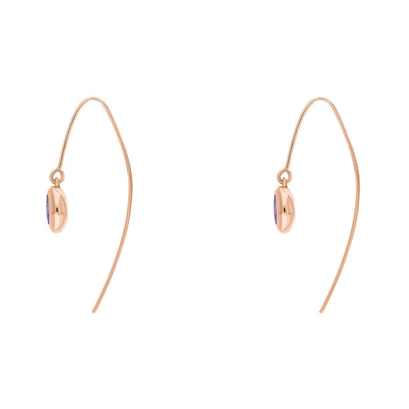 9ct Rose Gold Blue John Star Disc Drop Earrings, E1371.
