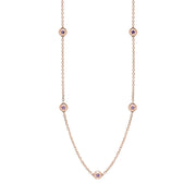 9ct Rose Gold Blue John Star Link Disc Chain Necklace, N744.