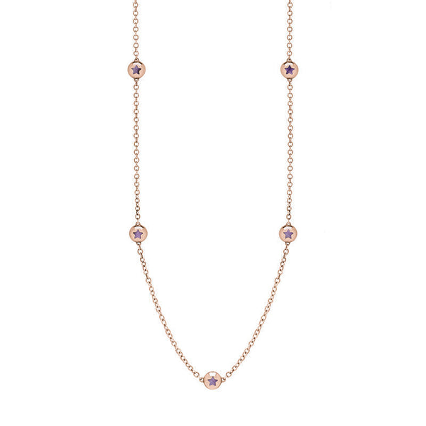 9ct Rose Gold Blue John Star Link Disc Chain Necklace, N744.