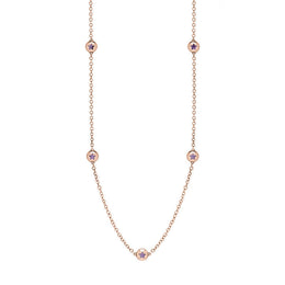 9ct Rose Gold Blue John Star Link Disc Chain Necklace, N744.