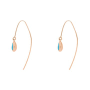 9ct Rose Gold Turquoise Cross Disc Drop Earrings