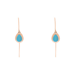 9ct Rose Gold Turquoise Fleur De Lis Disc Drop Earrings