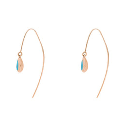 9ct Rose Gold Turquoise Fleur De Lis Disc Drop Earrings