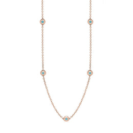 9ct Rose Gold Turquoise Star Link Disc Chain Necklace