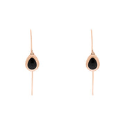 9ct Rose Gold Whitby Jet Cross Disc Drop Earrings