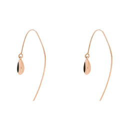 9ct Rose Gold Whitby Jet Cross Disc Drop Earrings