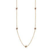 9ct Rose Gold Whitby Jet Fleur De Lis Link Disc Chain Necklace