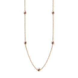 9ct Rose Gold Whitby Jet Fleur De Lis Link Disc Chain Necklace