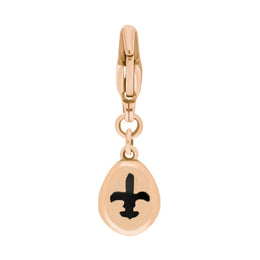 9ct Rose Gold Whitby Jet Pear Shaped Fleur De Lis Clip Charm, G663.