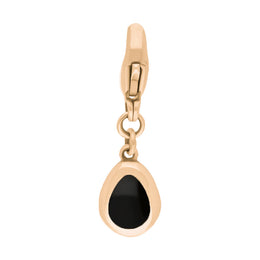 9ct Rose Gold Whitby Jet Pear Shaped Fleur De Lis Clip Charm, G663.