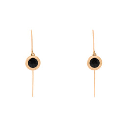 9ct Rose Gold Whitby Jet Star Disc Drop Earrings, E1371.