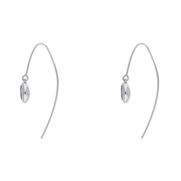 9ct White Gold Blue John Heart Disc Drop Earrings, E1372.