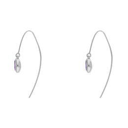 9ct White Gold Blue John Heart Disc Drop Earrings, E1372.