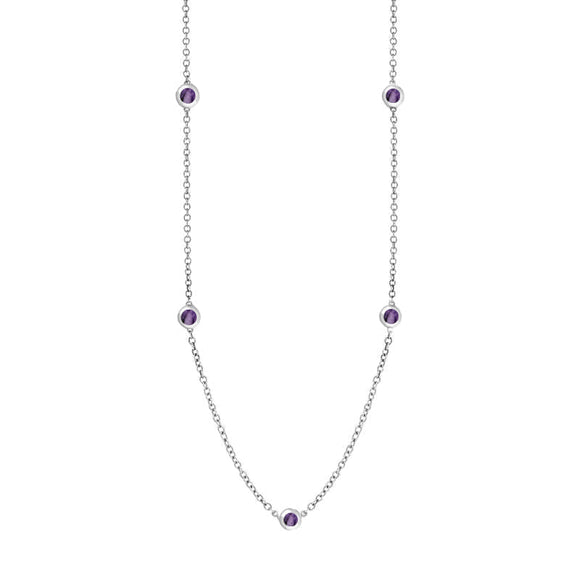 9ct White Gold Blue John Star Link Disc Chain Necklace