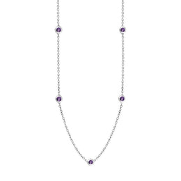 9ct White Gold Blue John Star Link Disc Chain Necklace