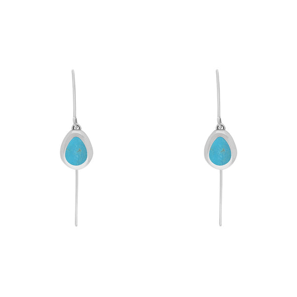 9ct White Gold Turquoise Cross Disc Drop Earrings