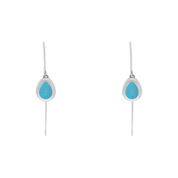 9ct White Gold Turquoise Cross Disc Drop Earrings