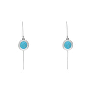 9ct White Gold Turquoise Heart Disc Drop Earrings, E1372.