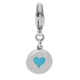 9ct White Gold Turquoise Round Shaped Heart Clip Charm, G665.