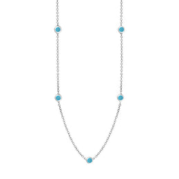 9ct White Gold Turquoise Star Link Disc Chain Necklace, N744._2