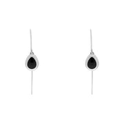 9ct White Gold Whitby Jet Cross Disc Drop Earrings