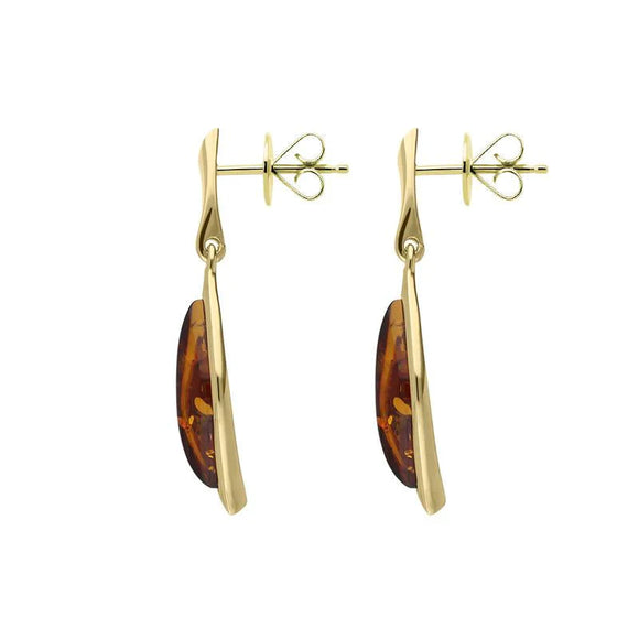 9ct Yellow Gold Amber Marquise Drop Stud Earrings E2493