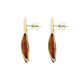 9ct Yellow Gold Amber Marquise Wave Stud Earrings E2488