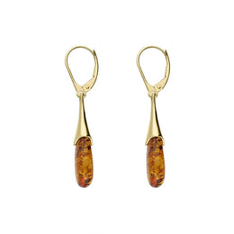 9ct Yellow Gold Amber Pear Hook Earrings E2492