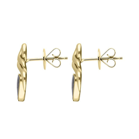 9ct Yellow Gold Blue John Celtic Triangle Stud Earrings E1846