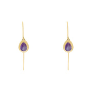 9ct Yellow Gold Blue John Cross Disc Drop Earrings