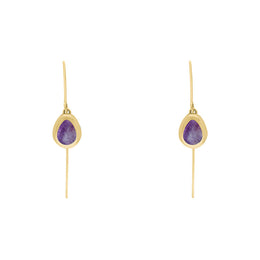 9ct Yellow Gold Blue John Cross Disc Drop Earrings