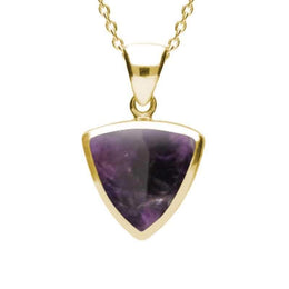 9ct Yellow Gold Blue John Curved Triangle Necklace P320