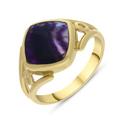 9ct Yellow Gold Blue John Cushion Cut Ring R1246