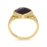 9ct Yellow Gold Blue John Cushion Cut Ring R1246