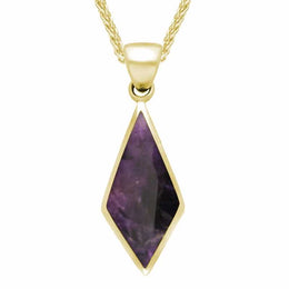 9ct Yellow Gold Blue John Diamond Shaped Necklace P390