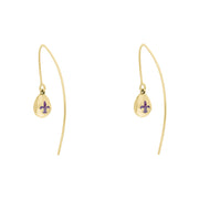 9ct Yellow Gold Blue John Fleur De Lis Disc Drop Earrings, E1373.