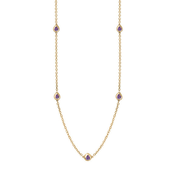 9ct Yellow Gold Blue John Fleur De Lis Link Disc Chain Necklace