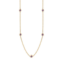 9ct Yellow Gold Blue John Fleur De Lis Link Disc Chain Necklace