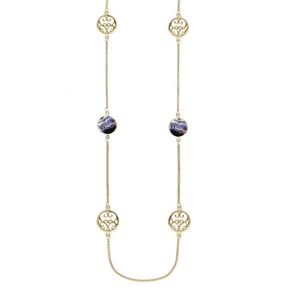 9ct Yellow Gold Blue John Flore Filigree Necklace N946